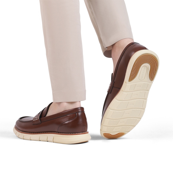 Men's PU Leather Penny Loafers - DARK BROWN - 7